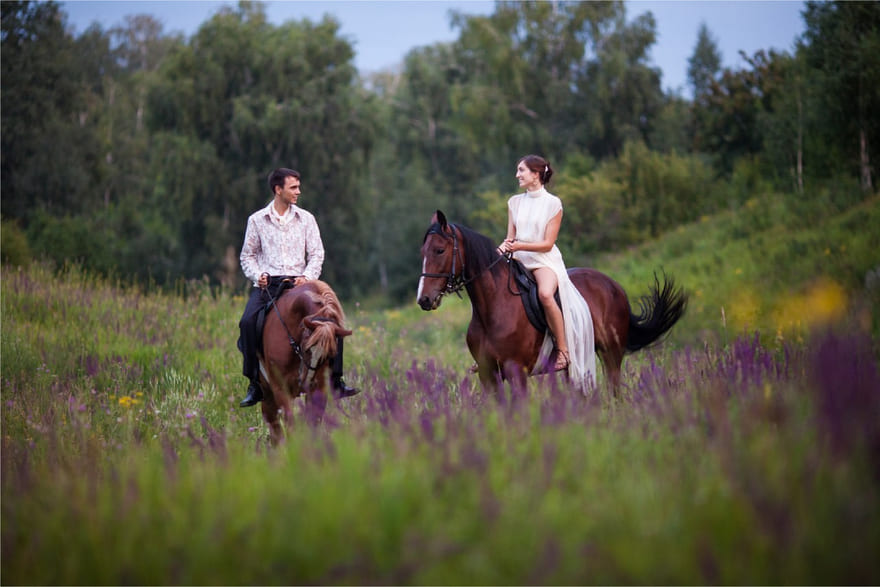 Романтическая фотосессия на лошадях для двоих